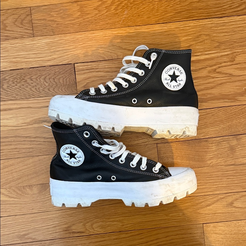 Converse Black and White High-Top Platform Sneakers